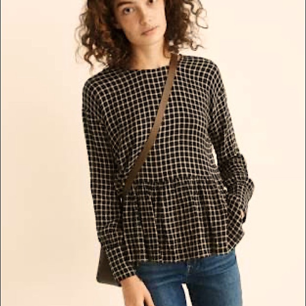Madewell Lightspun Button-Back Peplum Top